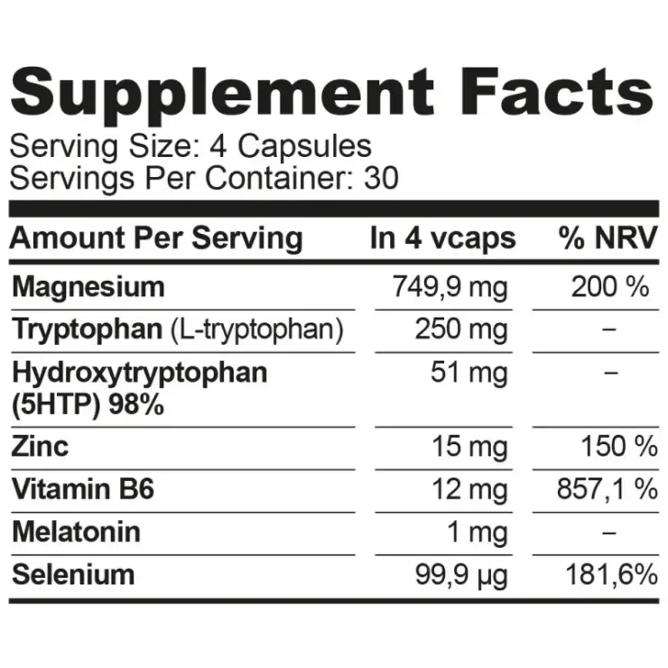 ZMLAB – 120 veg κάψουλες Hiro Labs (ZMA + 5‑HTP, Μελατονίνη, Τρυπτοφάνη & Σελήνιο) - Image 2