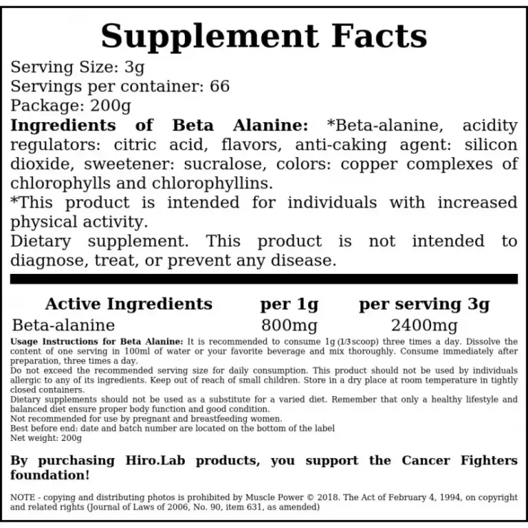 Beta Alanine – 200g Green Apple Sorbet | Hiro Labs - Image 2
