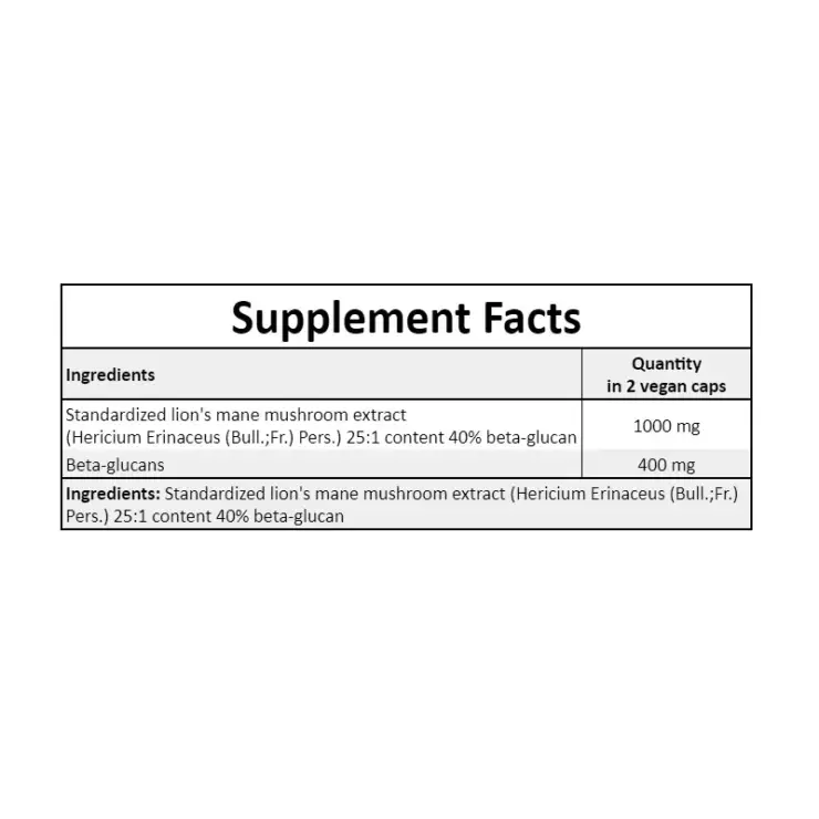 Lion’s Mane 500mg – 60 vcaps | Hiro Labs - Image 2