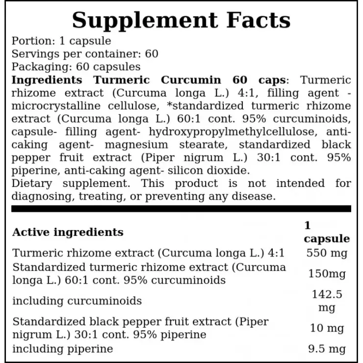 Turmeric Curcumin – 60 vcaps | Hiro Labs - Image 2